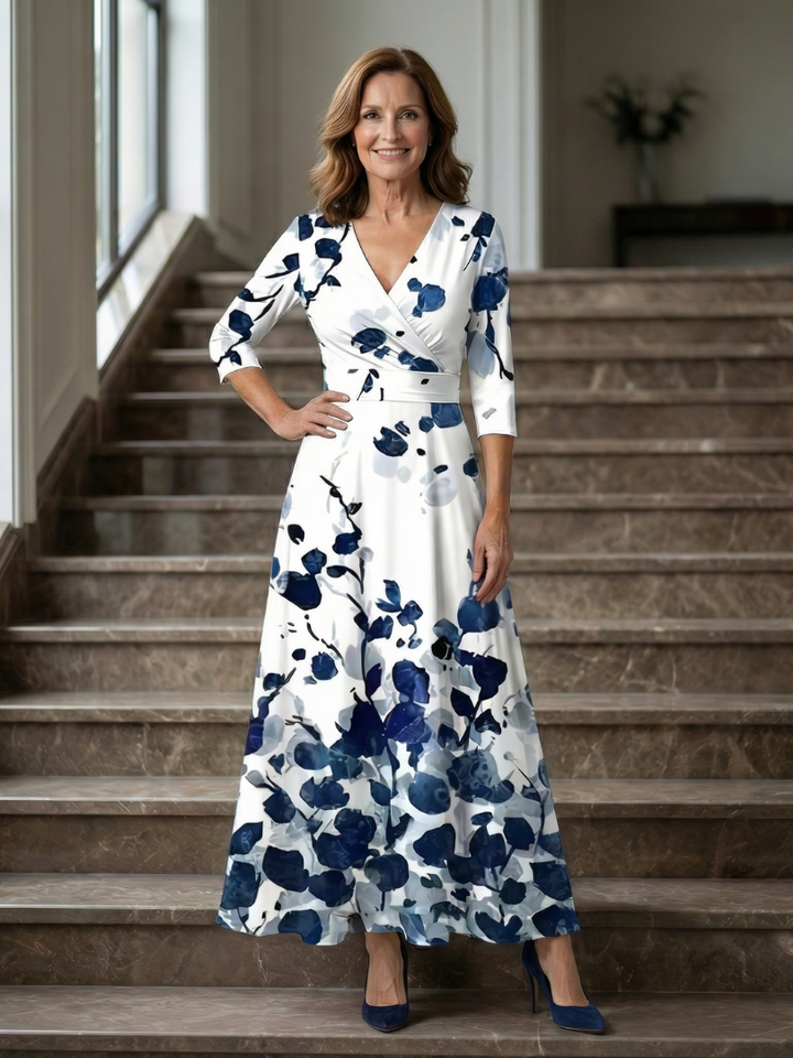 Celine collared wrap midi dress