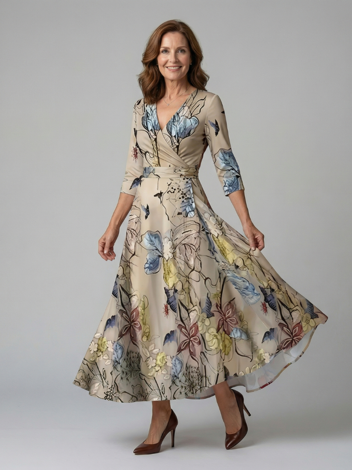 Celine collared wrap midi dress