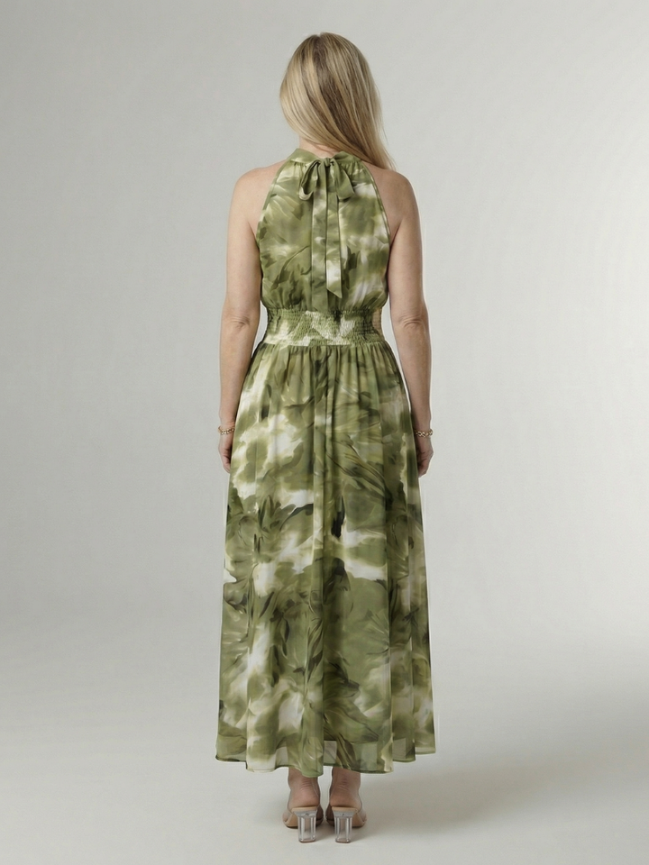 Sylin ruched halter midi dress