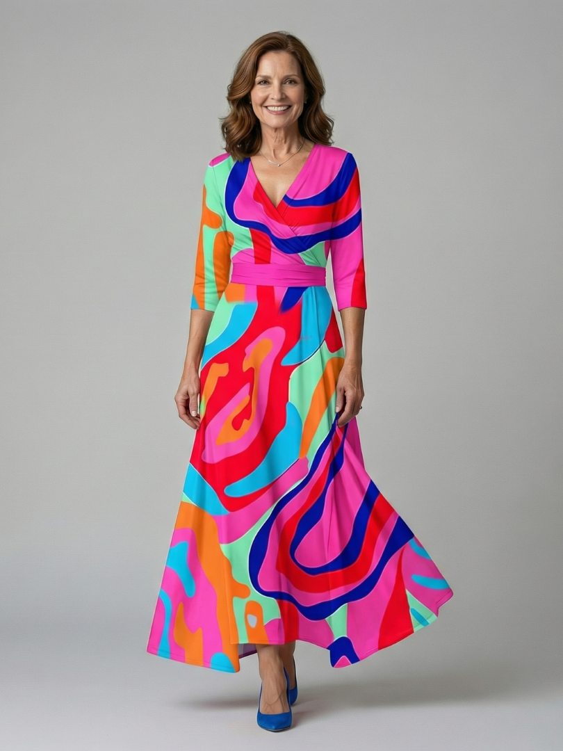 Celine collared wrap midi dress