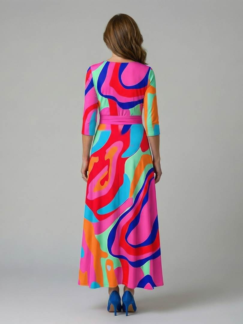 Celine collared wrap midi dress