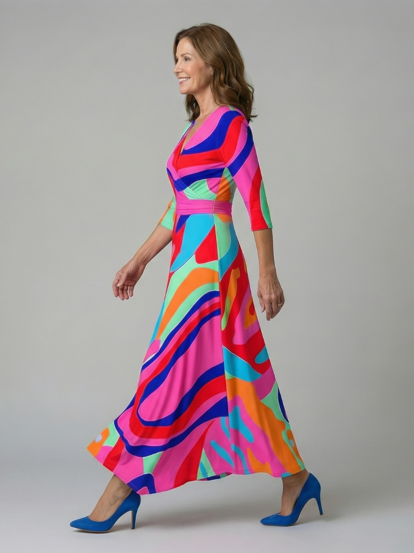 Celine collared wrap midi dress