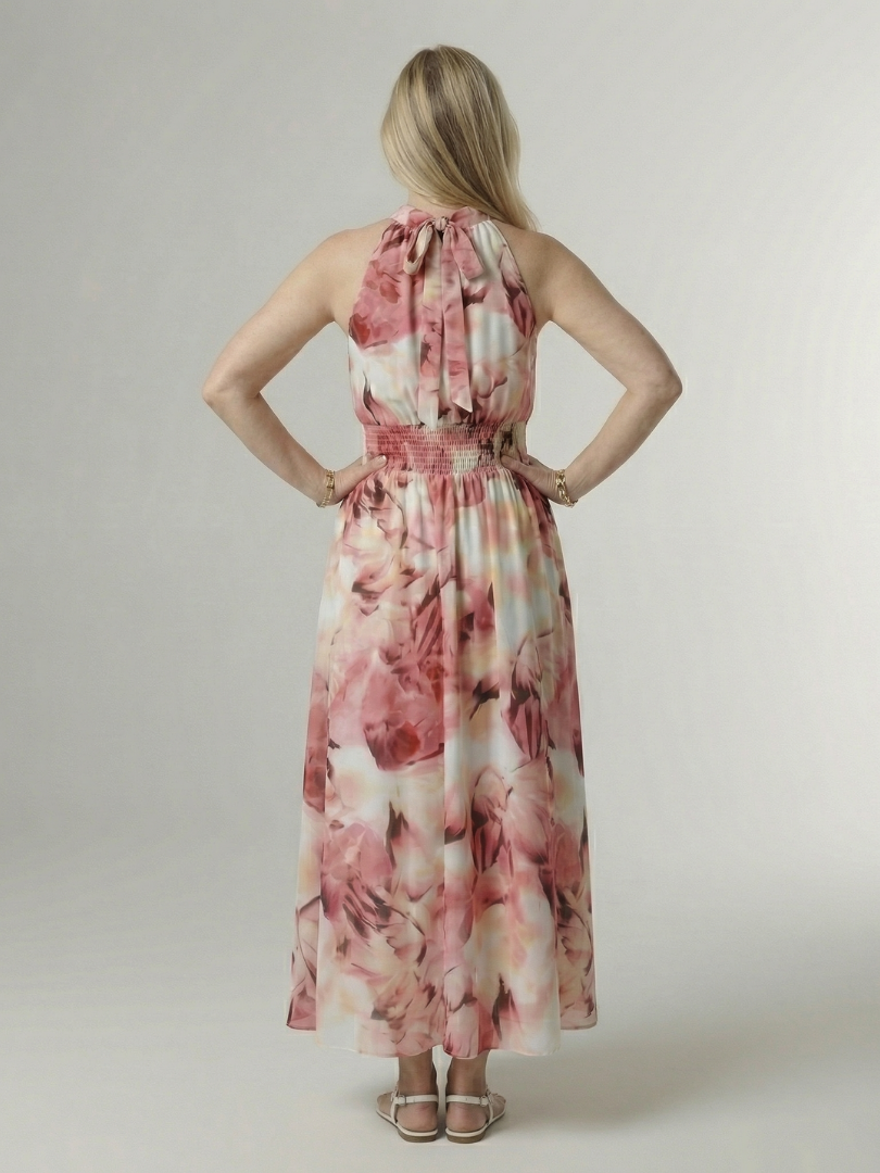 Sylin ruched halter midi dress