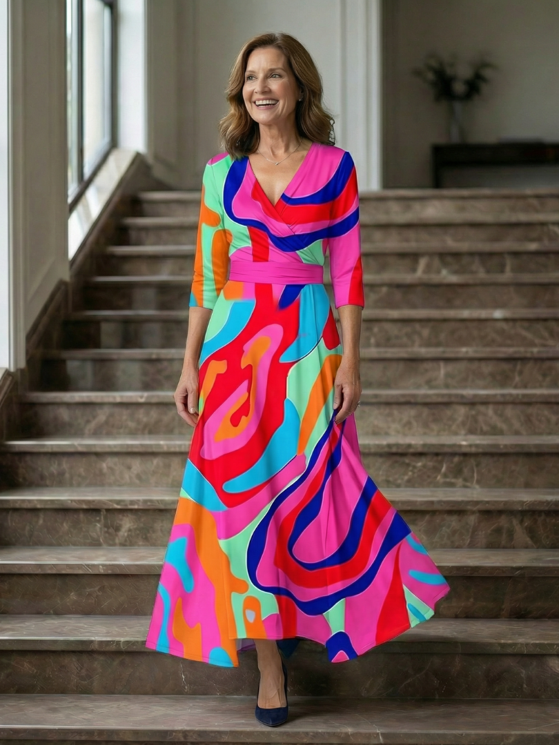 Celine collared wrap midi dress