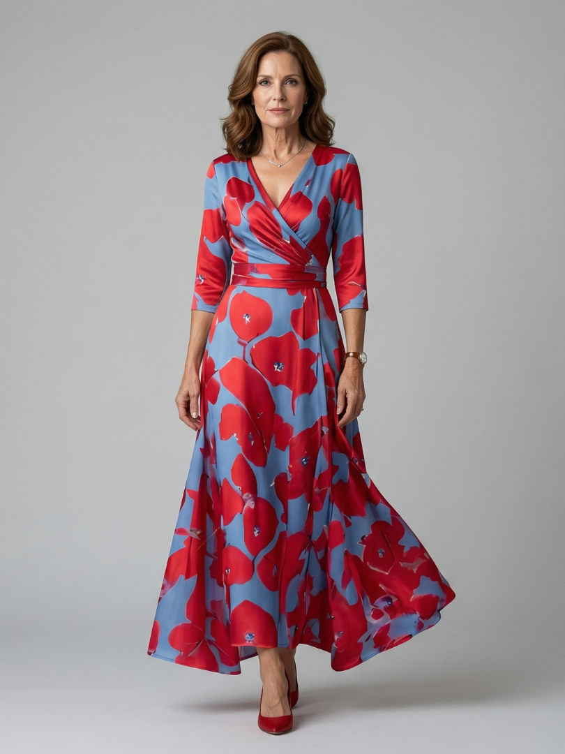 Celine collared wrap midi dress