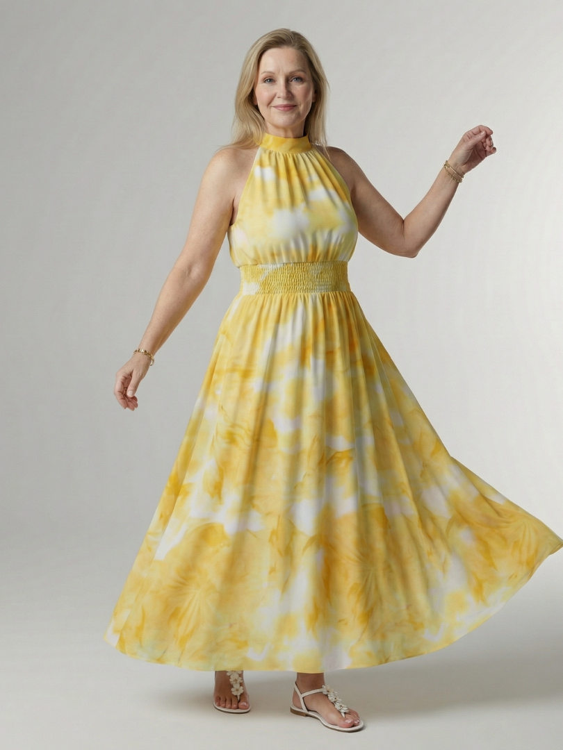 Sylin ruched halter midi dress