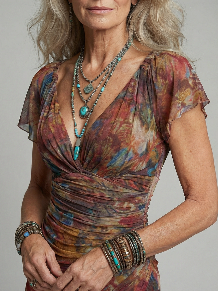Aeris multicolour halter midi dress