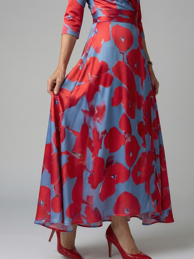 Celine collared wrap midi dress