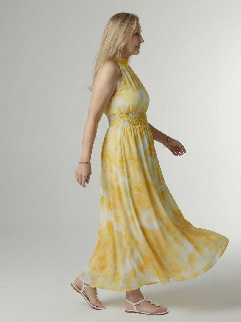Sylin ruched halter midi dress
