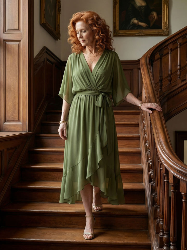 Elric draped midi dress
