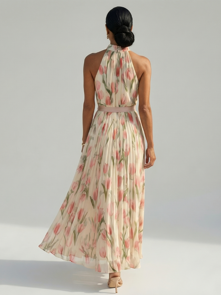 Aurelle floral halter midi dress