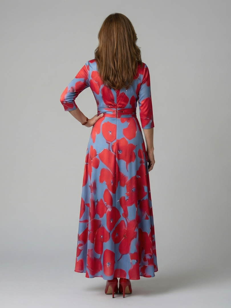 Celine collared wrap midi dress