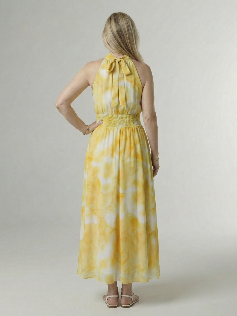 Sylin ruched halter midi dress
