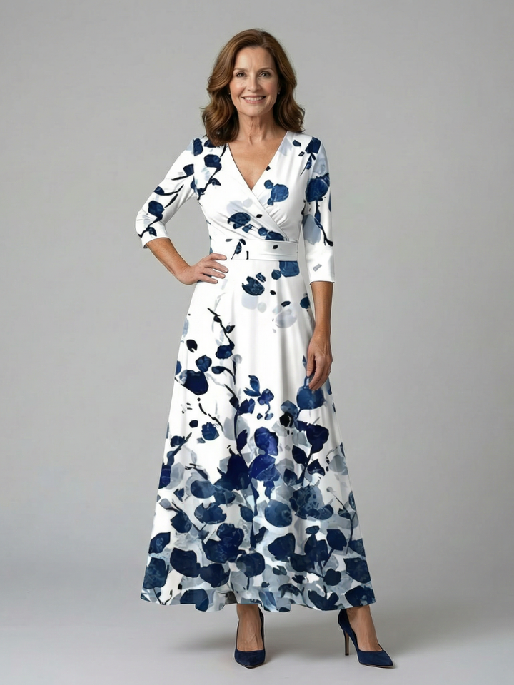 Celine collared wrap midi dress