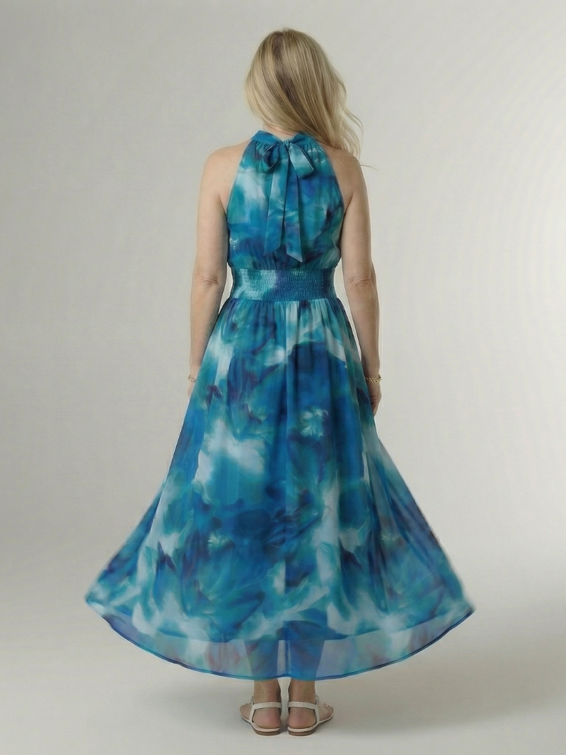 Sylin ruched halter midi dress