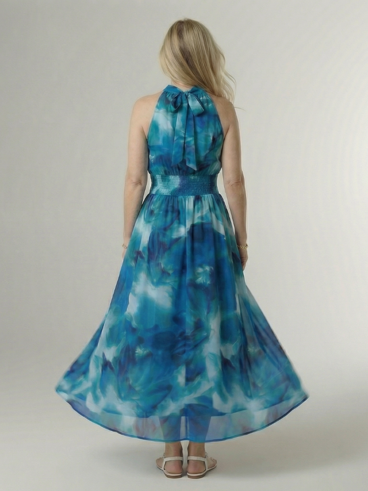 Sylin ruched halter midi dress