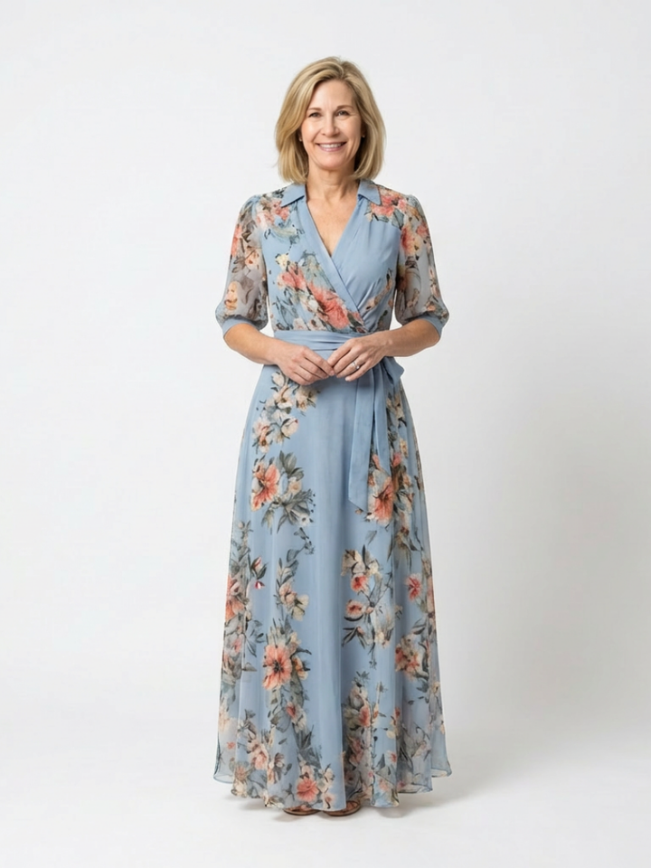 Elowen floral wrap maxi dress with V-neck