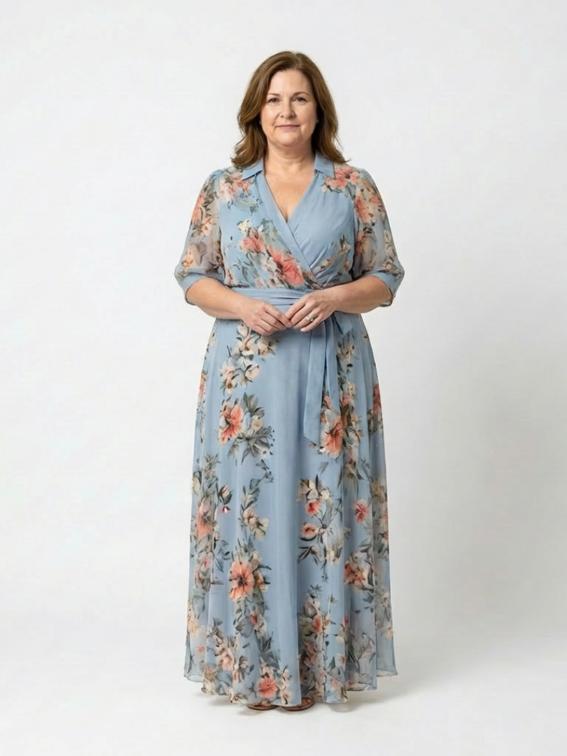 Elowen floral wrap maxi dress with V-neck
