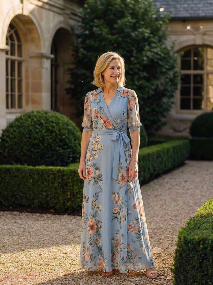 Elowen floral wrap maxi dress with V-neck