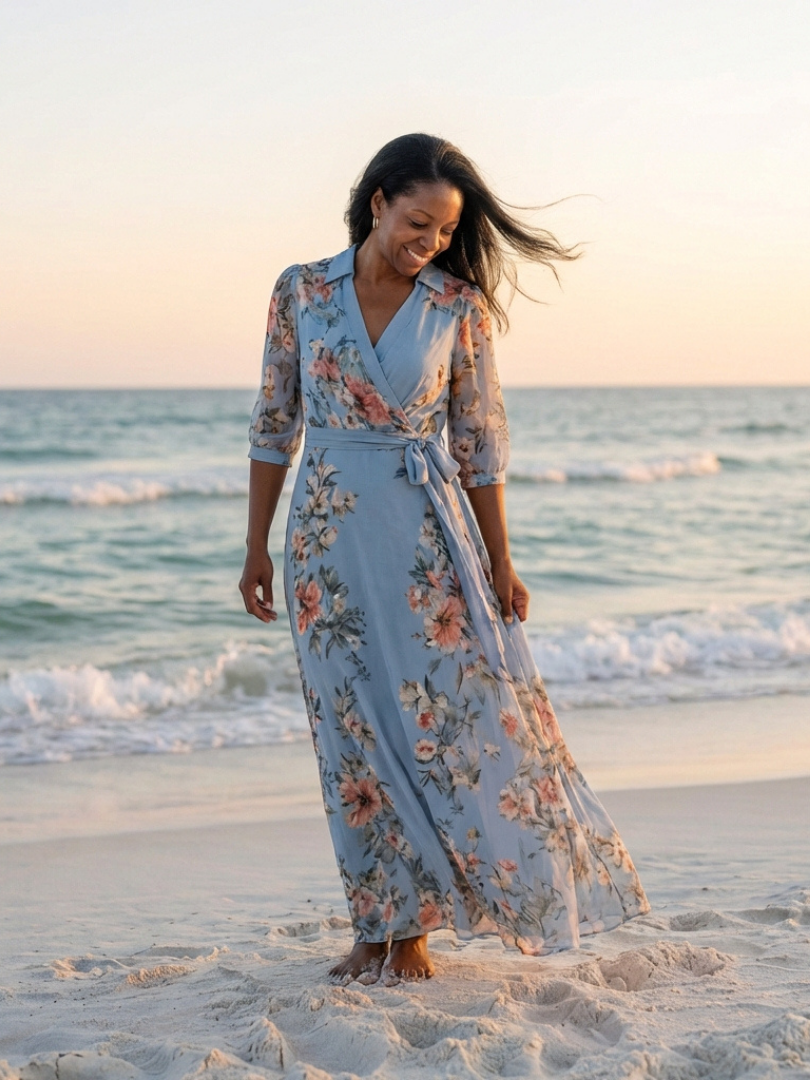 Elowen floral wrap maxi dress with V-neck
